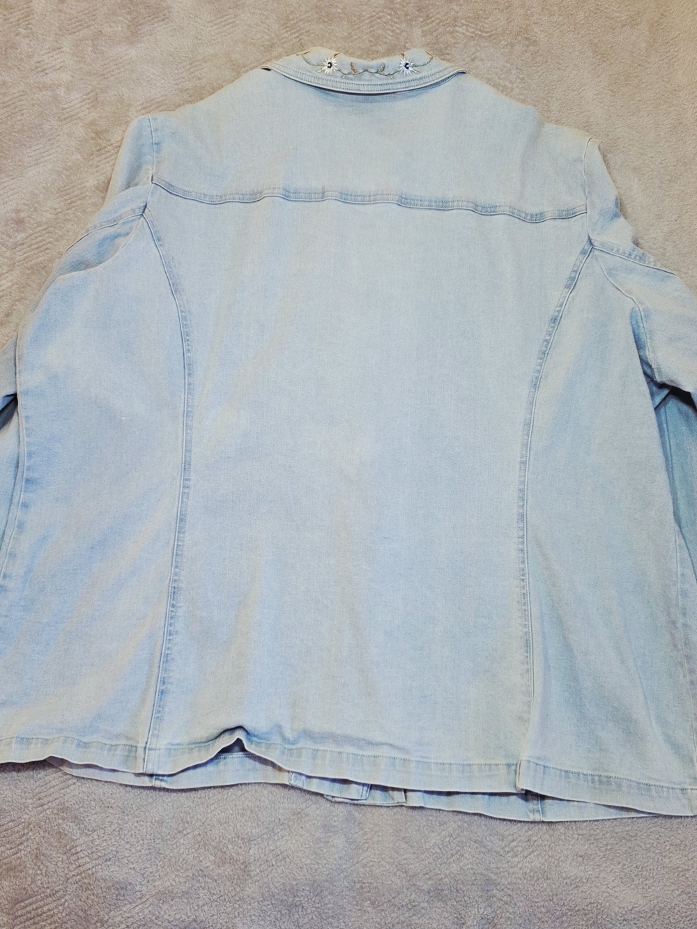 Denim&Co Light Blue Embellished Collar Denim Blazer - Picture 2 of 12